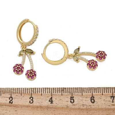 Brass Cubic Zirconia Hoop Earrings EJEW-R016-16G-1