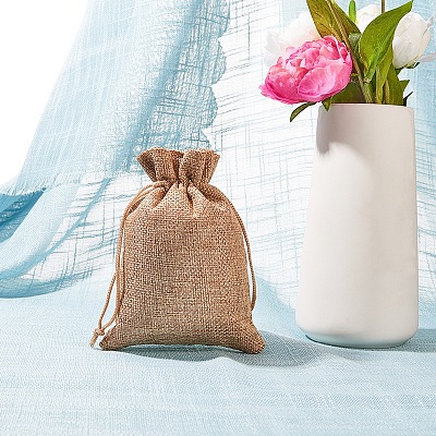 Burlap Packing Pouches Drawstring Bags ABAG-BC0001-07B-14x10-1