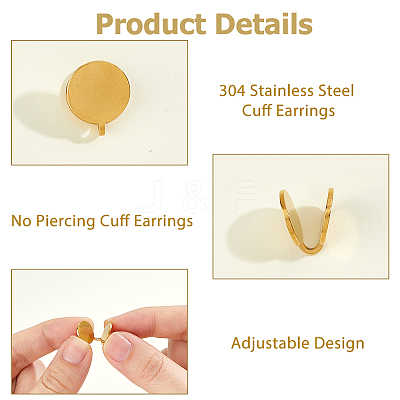 10Pcs 5 Colors 304 Stainless Steel Cuff Earrings EJEW-HS0001-09-1