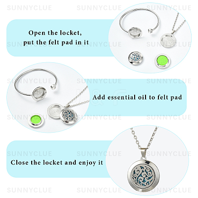 1Pc Stainless Steel Open Cuff Bangles & 1Pc Stainless Steel Pendant Neclace AJEW-SC0004-06C-1