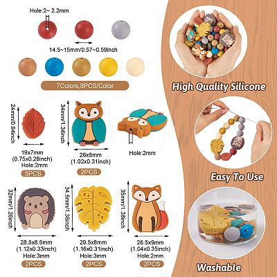 69Pcs 12 Style Food Grade Eco-Friendly Silicone Focal Beads SIL-BT0001-06-1