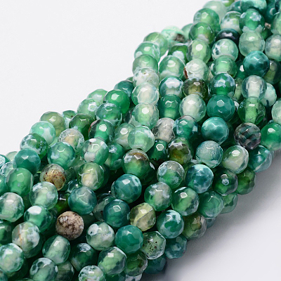 Faceted Natural Agate Round Beads Strands X-G-E319C-6mm-05-1
