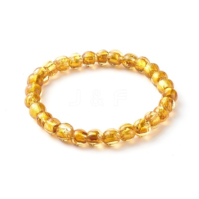 Handmade Silver Foil Glass Beaded Stretch Bracelets BJEW-JB06464-03-1