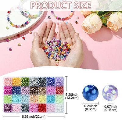 1960Pcs 28 Colors Spray Painted ABS Plastic Imitation Pearl & Transparent Acrylic Beads OACR-YW0001-90-1