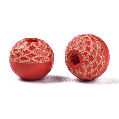 Painted Natural Wood Beads WOOD-S057-072-1