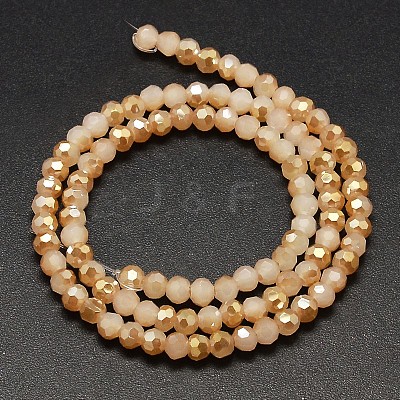 Faceted Round Half Rainbow Plated Imitation Jade Electroplate Glass Beads Strands X-EGLA-J130-HR01-1