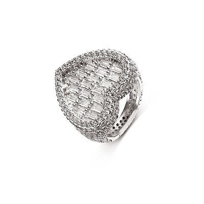 Brass Micro Pave Clear Cubic Zirconia Finger Rings for Women FS-WG571C7-05-1
