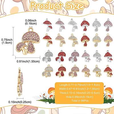 24Pcs 6 Colors Rack Plating Alloy Rhinestone Pendants FIND-FS0004-98-1