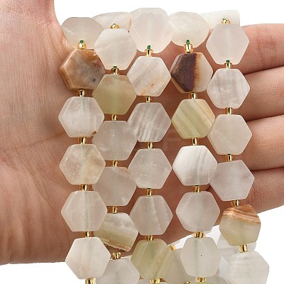 Natural Green Banded Calcite(Afghan Jade) Beads Strands G-A291-A03-01-1