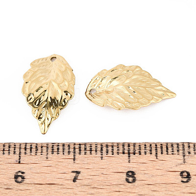 304 Stainless Steel Leaf Pendants STAS-T072-45G-1