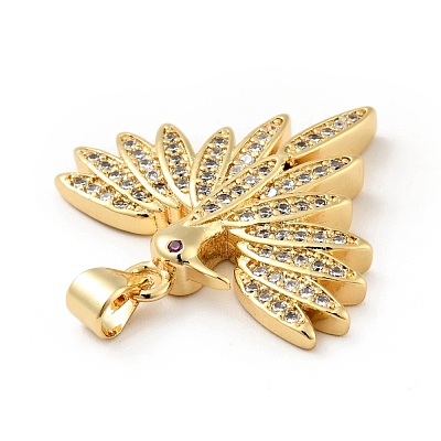 Rack Plating Brass Micro Pave Clear Cubic Zirconia Pendants ZIRC-F129-45G-1