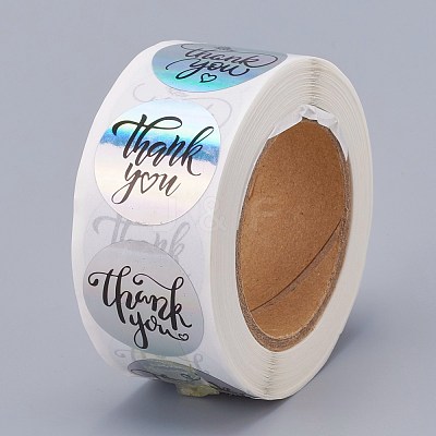 Rainbow Laser 1 Inch Thank You Sticker DIY-A006-G02-1