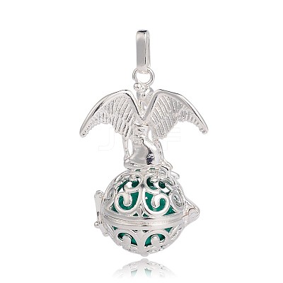 Silver Color Plated Brass Hollow Round Cage Pendants LS-KK-J248-07S-1