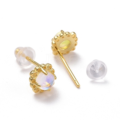 925 Sterling Silver Stud Earrings EJEW-M202-02G-1