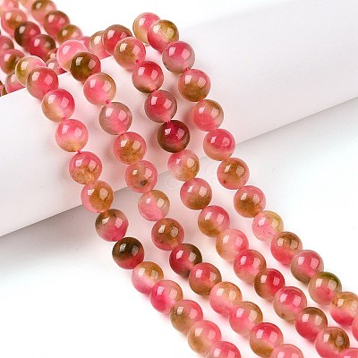 Dyed Natural White Jade Beads Strands G-T138-8mm-210-37-1