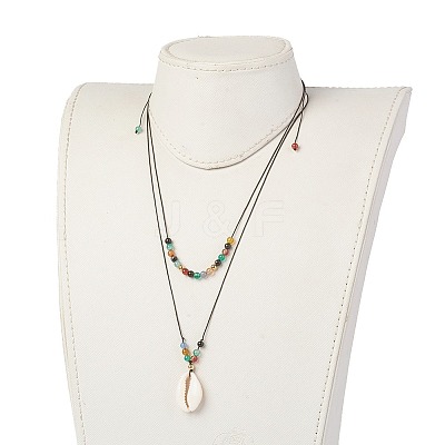 Cowrie Shell Beads Pendants Necklaces Sets NJEW-JN02299-02-1