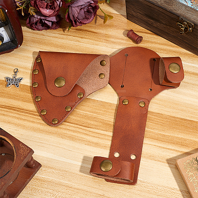 Cowhide Waist-belt Axe Sheath AJEW-WH20128-063-1