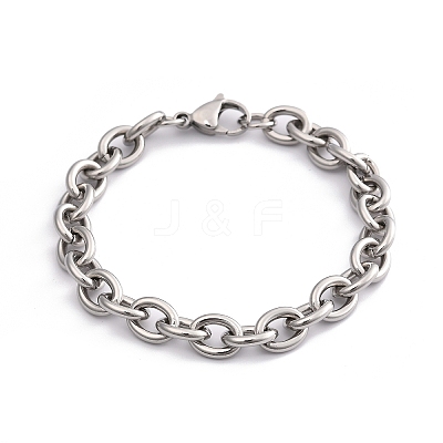 Tarnish Resistant 304 Stainless Steel Cable Chain Bracelets X-BJEW-I238-09P-1