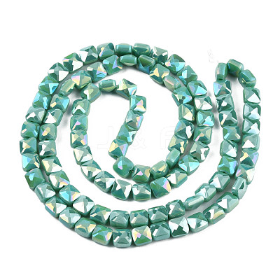 Electroplate Opaque Solid Color Glass Beads Strands EGLA-N002-43-05-1