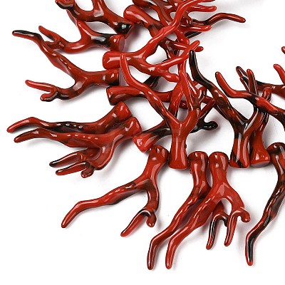Opaque Acrylic Imitation Coral Beads Strands SACR-P033-02B-06-1
