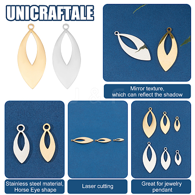 24Pcs 2 Colors 3 Sizes 201 Stainless Steel Pendants STAS-UN0032-65-1