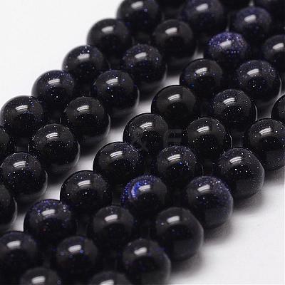Synthetic Blue Goldstone Beads Strands G-D840-81-4mm-1