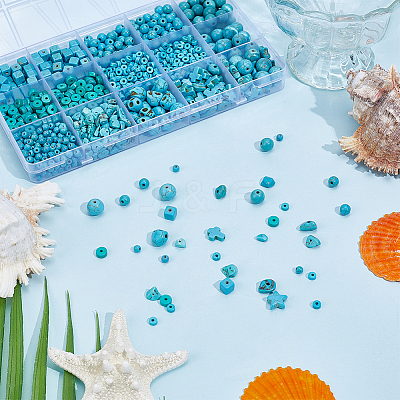 1200Pcs 12 Styles Synthetic Turquoise Beads Sets TURQ-PA0001-01A-1