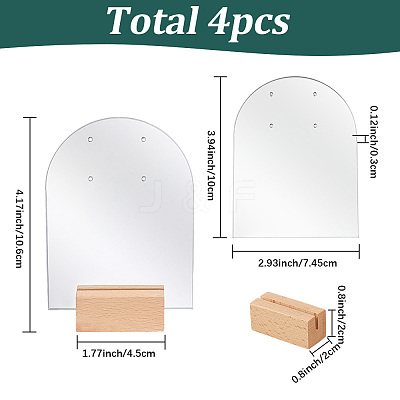 4 Bags Arch Shaped Acrylic Couple Earring Display Stands EDIS-SC0001-15B-1