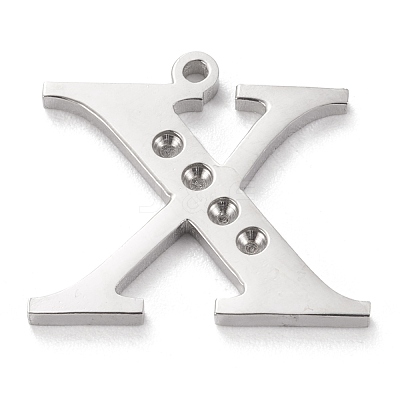 Tarnish Resistant 304 Stainless Steel Letter Pendant Rhinestone Settings STAS-J028-01X-1