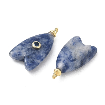Brass & Natural Blue Spot Jasper & Cubic Zirconia Pendants GG-CBAD360-20G-03-1