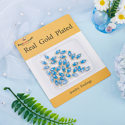 40Pcs Brass Enamel Connector Charms KK-BBC0014-38A-1