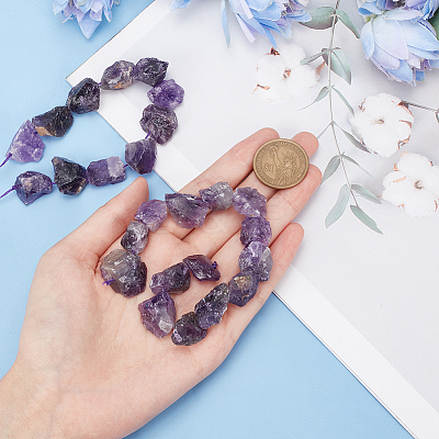 Rough Raw Natural Amethyst Beads Strands G-OC0003-75-1