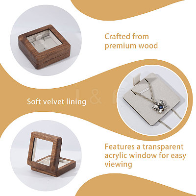 Wood Badge Storage Boxes with Visible Window and Magnetic Lid CON-WH0107-101B-1