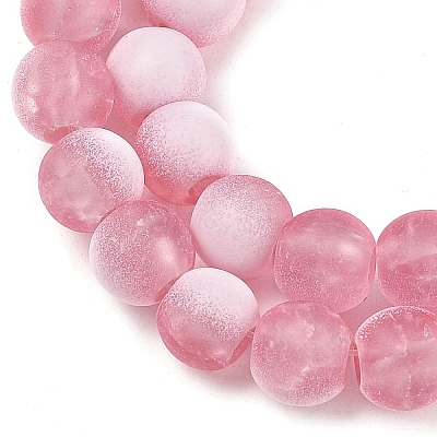 Frosted Crackle Glass Beads Strands GLAA-U001-6mm-M13-1