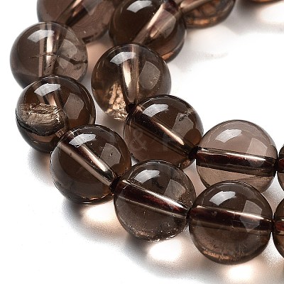 Natural Smoky Quartz Round Beads Strands G-E329-8mm-38A-1