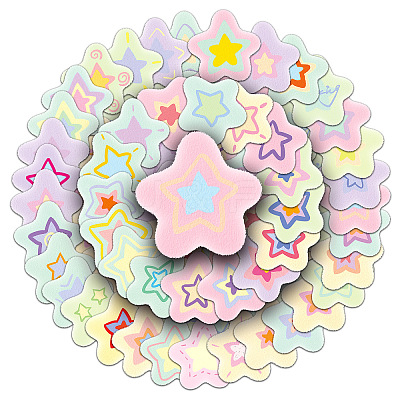 50Pcs Cute Star PVC Self-Adhesive Stickers PW-WG31145-01-1