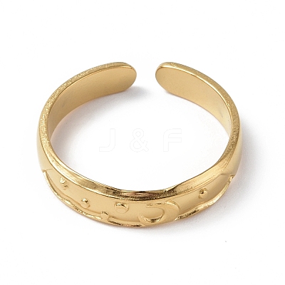 Ion Plating(IP) 304 Stainless Steel Crescent Moon Open Cuff Ring for Women X-RJEW-C046-01G-1