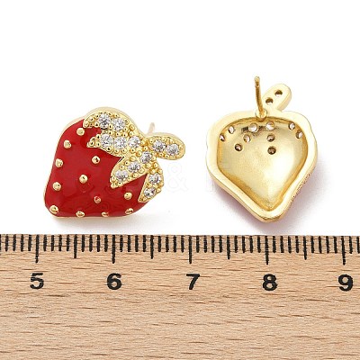 Brass Micro Pave Clear Cubic Zirconia Stud Earrings EJEW-F895-27C-01G-1