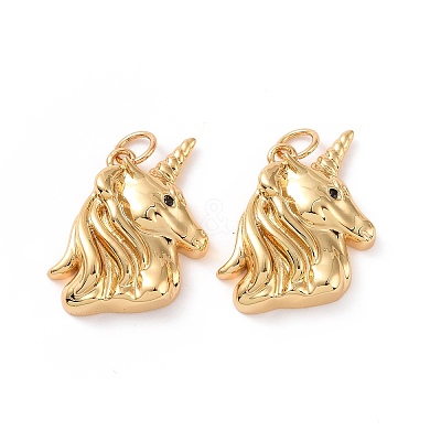 Unicorn Brass Micro Pave Black Cubic Zirconia Pendants KK-G435-39G-1