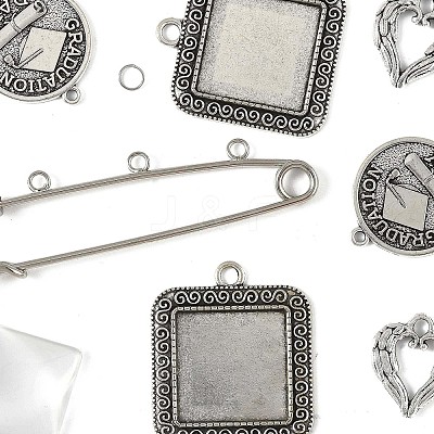 DIY Square Alloy Commemorative Photo Pendants Making Kits DIY-FS0009-22-1