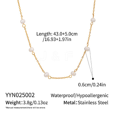Minimalist Natural Freshwater Pearl Potato 304 Stainless Steel Link Chain Necklaces for Women YO8542-1-1