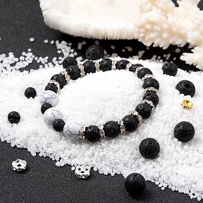 76Pcs Natural Lava Rock Round Beads for DIY Bracelet Making DIY-FS0002-01-1
