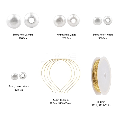 DIY Imitation Pearl Hair Band Making Kits DIY-LS0003-76-1