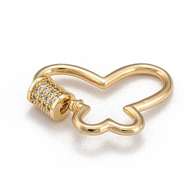 Brass Micro Pave Cubic Zirconia Screw Carabiner Lock Charms KK-I657-15G-1