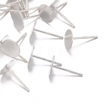 925 Sterling Silver Flat Pad  Stud Earring Findings STER-K167-045F-S-1