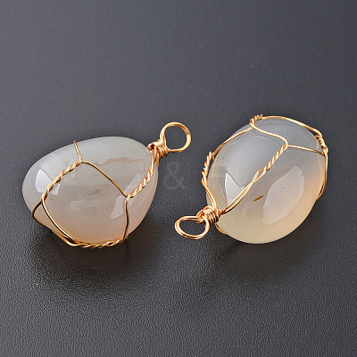 Natural Dendritic Agate Pendants G-N332-50-14-1