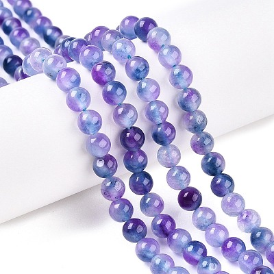 Dyed Natural White Jade Beads Strands X-G-T138-6mm-210-4-1