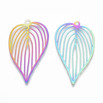 Ion Plating(IP) 201 Stainless Steel Filigree Pendants STAS-T057-08-1