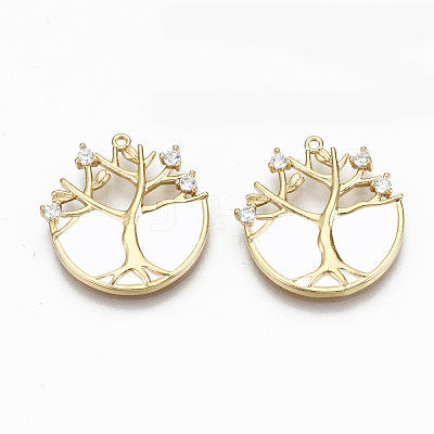 Brass Micro Pave Clear Cubic Zirconia Pendants KK-R117-002B-NF-1