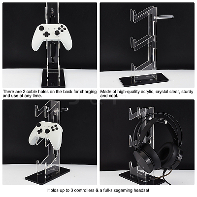 3-Tier Transparent Acrylic Game Controller Display Stand Holders ODIS-WH0002-09-1